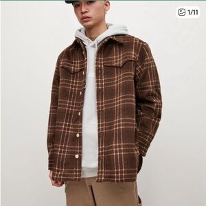 All Saints Brown Checkered Shirt Jackets